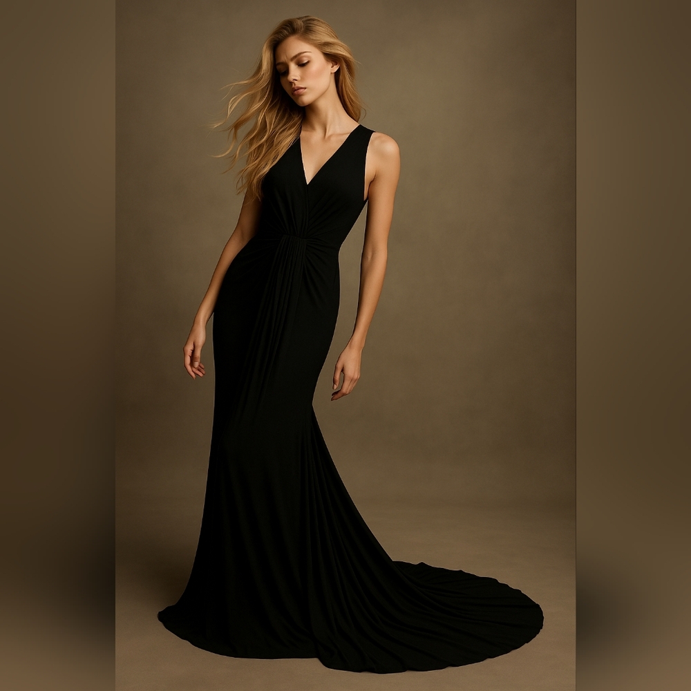 NWT RICK OWENS LILIES Long Draped Jersey Dress  Made in Italy — Size 38 (US 4)